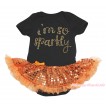 Black Baby Bodysuit Bling Orange Sequins Pettiskirt & Sparkle Rhinestone I M So Sparkly Print JS4731